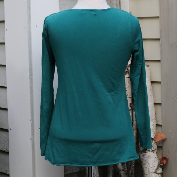 Habitat Teal Diagonal Layers Cotton Blend Long Sleeve Tee Sz XS - Picture 4 of 6